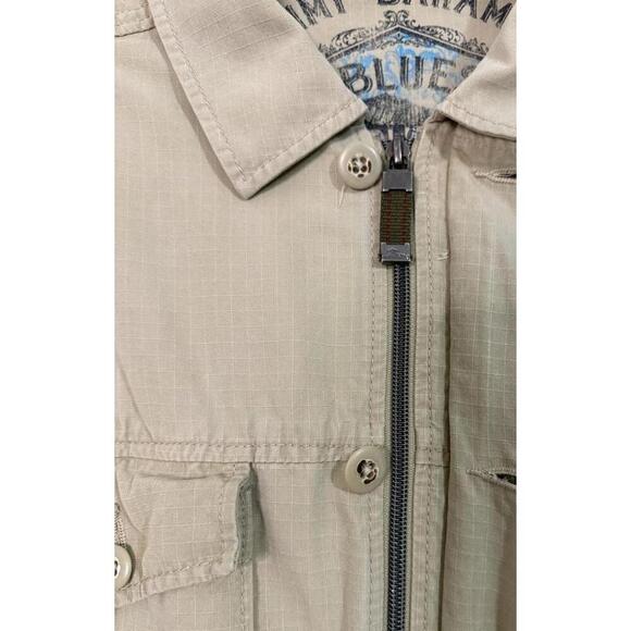 Tommy Bahama Silk Blend Jacket Men’s Size L Camel Khaki Full Zip Button Overlay - Picture 5 of 5